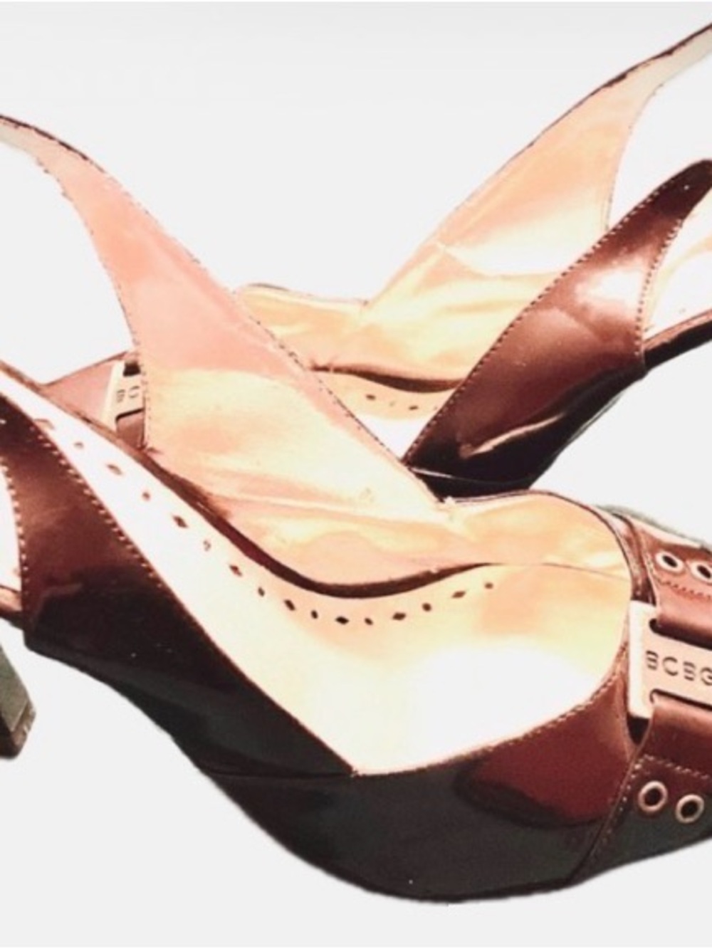 Patent Leather Slingback Heels in Brown - Women's Dress Shoes Size 8